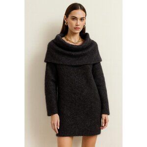 Banana Republic Alpaca Blend Cowl Neck Sweater Dress Black Women’s M Soft Cozy